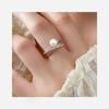 Anillo Nalan S925 de plata esterlina con diseño de nicho, fresco y dulce, con diamantes de doble capa y perla entrelazada R02434