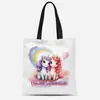 Bolsa de Lienzo con Estampado de Unicornio en Acuarela Transfronteriza Bolsa Tote Amazon Bolsa para el Trabajo Venta Directa de Fábrica