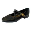 Sapatos Mary Jane Quadrados Retrô 2026 Outono Novo Versátil Salto Baixo Sapatos Femininos Estilo Francês Retrô Elegante Senhora