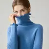 Suéter de cuello alto de encaje suave para mujer de comercio exterior transfronterizo, suéter de capa interior para otoño e invierno, camiseta básica de punto de color liso con cuello alto apilado