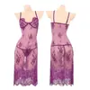 Lencería Sexy Talla Plus con Ribete de Encaje Transparente, Atractivo y Provocativo Conjunto Transparente con Tirantes