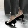 Tacones altos para mujer, colección primavera/otoño 2026, punta fina, tacón de aguja, negro, zapatos profesionales de trabajo, tacón medio, adecuados para estudiantes universitarios, zapatos para ocasiones formales