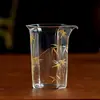 Taza de té de cristal de bambú dorada y plateada, Accesorio para juego de té resistente a altas temperaturas, Taza uniforme, Taza individual para el mar de té, Taza hexagonal alta para compartir té, Pieza única