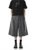 Calça Cropped de Pernas Largas Plissada para Homem, Colete Acolchoado Tendência para Casal, Shorts Casuais Frescos de Nicho para o Verão