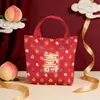 Bolsas de Lona Personalizadas em Vermelho Vivo para Festas de Aniversário Festivas e Banquetes de Longevidade, Sacolas de Presente para Bênçãos e Bem-Estar, Sacolas de Doces de Lembrancinha
