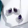 Moda Europea y Americana Lujo Banquete Gama Alta Colorido Circonita Aguja de Plata de Ley Pendientes Colgante Vestido de Diosa Joyería para Fiesta