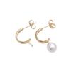 Aretes en Forma de C Chapados en Oro de 14K Conservación del Color Engaste de Perlas de Medio Orificio Tachuelas para Oreja Hechas a Mano DIY Aretes de Perlas Materiales de Joyería Accesorios