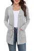 Nuevo cárdigan de punto casual versátil de talla grande para mujer, de comercio exterior transfronterizo europeo y americano, color liso, longitud media, manga larga