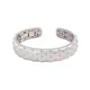 Pulsera de Plata Pura Italiana Cepillada de Venta Caliente en Vivo para Mujer, Brazalete Estilo Corte Antiguo Exquisito con Cierre Tachonado de Diamantes Cielo Estrellado