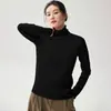 Suéter de cachemira con cuello alto para mujer, pieza única de cachemira, sin costuras, cuello alto, holgado, capa interior, camisa base de punto, suéter, moderno