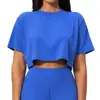 Camiseta de Manga Corta Cómoda de Cuello Redondo Estilo Nuevo para Mujer, para Exteriores, Fitness, Running, Top Holgado 3091