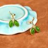 Brincos de pino de folha de ouro 18k jade hetian natural de prata esterlina s925 vento frio retrô