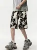 Shorts Finos de Verano para Hombre, Marca de Moda con Estampado de Peonías, Shorts de Playa Casuales Holgados de Pierna Recta, Frescos y Holgados