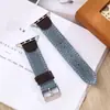 Adecuado para Apple S10 Correa de Reloj de Mezclilla Lona Lavada Iwatch968 Mezclilla Cuero Neutro Retro 42mm