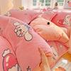 Conjunto de Quatro Peças de Veludo Espesso Quente de Inverno com Flocos de Neve e Veludo Leite Cobertor de Edredom de Veludo Dupla Face Lençóis de Cama Conjunto de Três Peças para Dormitório