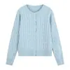 Cárdigan Retro Francés de Punto Trenzado Cuello Redondo para Mujer 2026 Otoño/Invierno Nuevo Estilo Manga Larga Corte Holgado Ropa de Abrigo Chaqueta Suave y Esponjosa