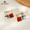 Brincos Quadrados Irregulares Aitong Jewelry Brincos Modernos e Versáteis com Design Único, Brincos Exquisitos e Levemente Luxuosos