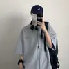 Camiseta Klein Blue com textura de waffle de manga curta masculina design sense nicho roupas de verão marca de moda moda versátil ins estilo Hong Kong