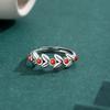 Anillo de Espiga Estilo Chino Ping An Imitación Ágata Roja del Sur Espiga de Trigo Primavera y Verano Nuevo Estilo Mori Hojas Frescas Joyería