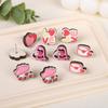 Pendientes de madera con forma de corazón, de moda transfronteriza, con diseño de dibujos animados de amor, para el Día de San Valentín, bonitos y pequeños pendientes de rosa.