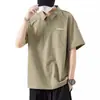 Camisa Polo de Trabajo Estilo Americano con Cuello Lapel Manga Corta para Hombre Verano Holgada Camisa Paul Camiseta de Secado Rápido Camisa Japonesa Retro