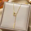 Colar requintado de aço titânio de corpo inteiro para venda quente transfronteiriça banhado a ouro real 18K feminino ins corrente de clavícula vermelha da internet joias não desbotam