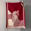 Cachecol Jacquard Double Horse para Mulheres, Outono e Inverno, Imitação de Caxemira, Luxo Leve, Xadrez Vintage, Padrão de Cavalo, Franjas, Xale Longo Quente e Aquecedor de Pescoço