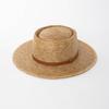 Cinturón de PU de Moda de Venta Caliente Transfronteriza Decorativo Tejido a Mano Ala Grande Anillo Superior Sombrero de Paja Hoja de Girasol Sombrero de Paja para Sol Protección Solar para Exterior