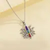 Collar de loto de yoga estilo europeo y americano para mujer, moda, hueco, con diamantes de imitación de colores, colgante de flor retro, cadena para la clavícula, venta al por mayor