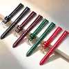 Ventas Directas de Fábrica Cuero Patentado Brillante Correa de Cuero Genuino Correa de Cuero de Bambú Brillante Hebilla de Pasador Accesorios de Reloj Borgoña