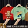 Roupas Infantis Camiseta de Manga Curta para Meninos Roupa de Verão 2026 Novo Estilo Roupas de Verão para Crianças Tops 100% Algodão para Meninos Camisetas da Moda