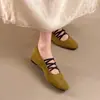 Zapatos planos Mary Jane retro estilo francés para mujer, nuevo modelo otoño 2026, zapatos casuales bajos de punta cuadrada con correa cruzada 6001-3