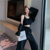 Traje Casual de Moda Deportiva Otoño Temprano Tendencia Nueva Versión Coreana Chaqueta Chaleco Holgado para Estudiante Conjunto de Tres Piezas