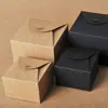 Caja de Papel Kraft con Encaje DIY Cuadrada Caja de Regalo para Turrón Dulces Galletas Pastel Repostería Caja de Embalaje