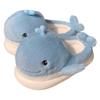 Pantuflas de algodón con diseño de ballena pequeña de peluche de dibujos animados creativos para mujer, para otoño e invierno, para el hogar, de terciopelo, cálidas y con fondo suave, para el posparto