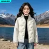 Nueva Chaqueta de Plumón Patchwork Otoño/Invierno 2026 para Niños Niñas Uniforme Escolar Capa Interior Cuello Alto Ropa de Abrigo Cálida Directo de Fábrica