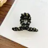 Pinza para el Cabello de Tweed Estilo Chanel, Pinza de Tiburón, Pasador para Otoño e Invierno, Color Negro y Dorado, Accesorio para el Cabello para Mujeres