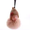Llavero de Muñeca Durmiente Linda de Imitación de Piel de Conejo Rex Hecha por el Fabricante Colgante de Bola de Pelo para Bolso de Bebé Niña Durmiente Linda Regalo