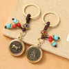 Llavero de latón con Dios de la Riqueza del Zodiaco, giratorio, cobre puro, Dios de la Riqueza Wu, doce signos del zodiaco, giratorio, colgante de llave de dinero, venta al por mayor