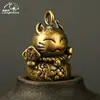 Estilo Chinês Gato de Cobre Latão Chaveiro Sugador de Dinheiro Pingente Pingente Pingente Pingente Mascote Pixiu Suprimento de Barraca
