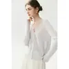 Diseño con ribete de encaje, que irradia elegancia. Cárdigan de punto de cachemira para bebé, cuello en V para mujer, corte holgado, estilo corto, novedad