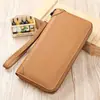 Cartera de Piel de Vaca de Capa Superior Bolso de Mano Largo de Piel Genuina Cartera de Alto Nivel para Hombre Bolso de Mano tipo Clutch Cartera de Piel de Vaca Bolso de Mano con Cremallera