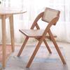 Cadeira de Rattan de Madeira Maciça Nórdica Cadeira de Jantar para Casa Simples Moderna Cadeira de Lazer para Café Casa de Hóspedes Pátio Encosto Dobrável