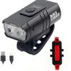 Nuevas luces delanteras para bicicleta nocturnas con carga USB [2 luces] luces de bicicleta de aluminio ajustables de cerca y de lejos