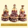 Latón Puro Sava Estatua de Buda de los Tres Santos Adornos Bodhisattva Guanyin Ksitigarbha Estatua de Buda Shakyamuni para Sala Budista para Uso en el Hogar