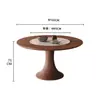 Mesa Redonda de Comedor de Madera Maciza con Plato Giratorio de Piedra Incrustado, Estilo Wabi-Sabi, Mesa Grande para el Hogar, Estilo Mid-Century, Mesa de Comedor de Madera de Fresno Blanco