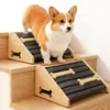 Rampa de Escada de Madeira para Cachorro Ajustável Estrutura de Escalada de Madeira para Pets em Casa Rampa de Baixo Ângulo para Cachorros Pequenos