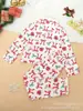 Navidad 2025 Nuevo Conjunto de Pijama para Niños Cardigan con Estampado de Lazo Ropa de Casa Conjunto de Dos Piezas