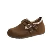 Zapatos Mula de Plataforma de un Paso para Mujer 2026 Otoño Retro Hebilla de Cuero Mocasines Slip-on con Tacón Cubierto