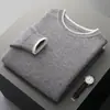 Nuevo suéter de lana para otoño e invierno para hombre, cuello redondo, suéter de punto casual para jóvenes, holgado y elegante, suéter de lana liso básico